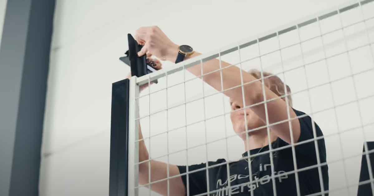 Porte coulissante double à recouvrement