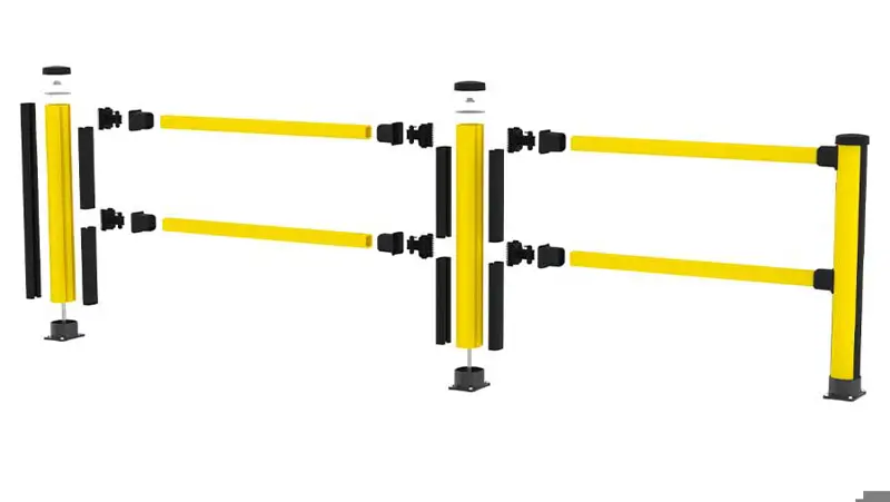 Black and yellow Essential Pedestrian with two rails exploded