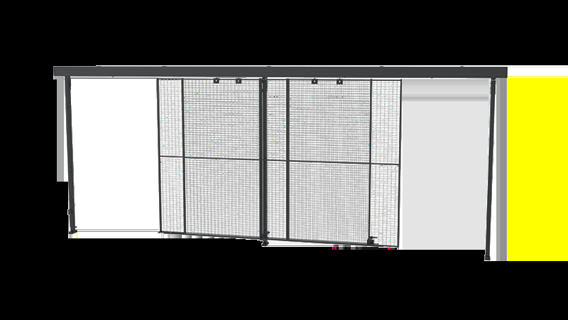 Porte coulissante double à recouvrement