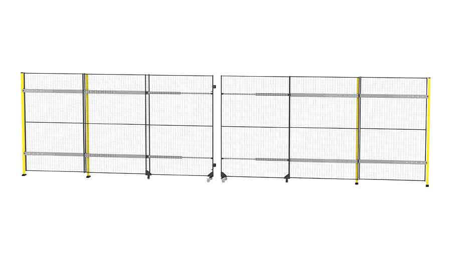 Porte coulissante double sans rail avec fermeture centrale