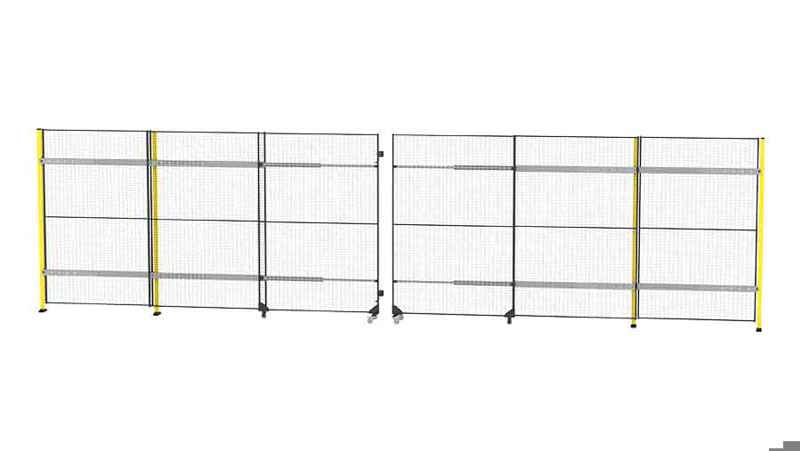 Porte coulissante double sans rail avec fermeture centrale