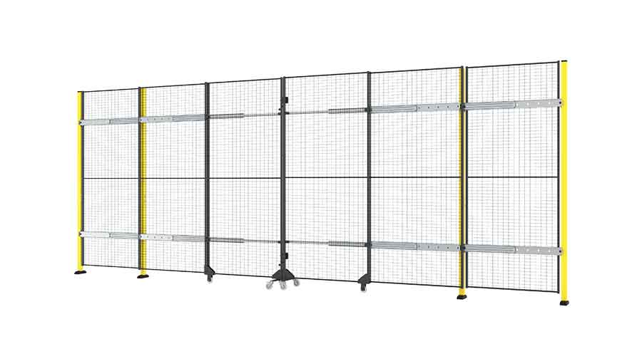 Porte coulissante double sans rail avec fermeture centrale