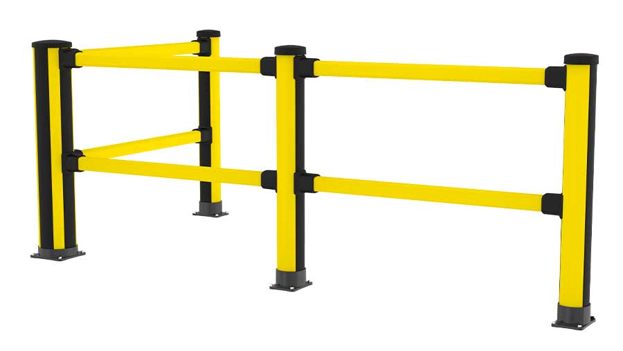 Black and yellow Essential Pedestrian with two rails corner configuration