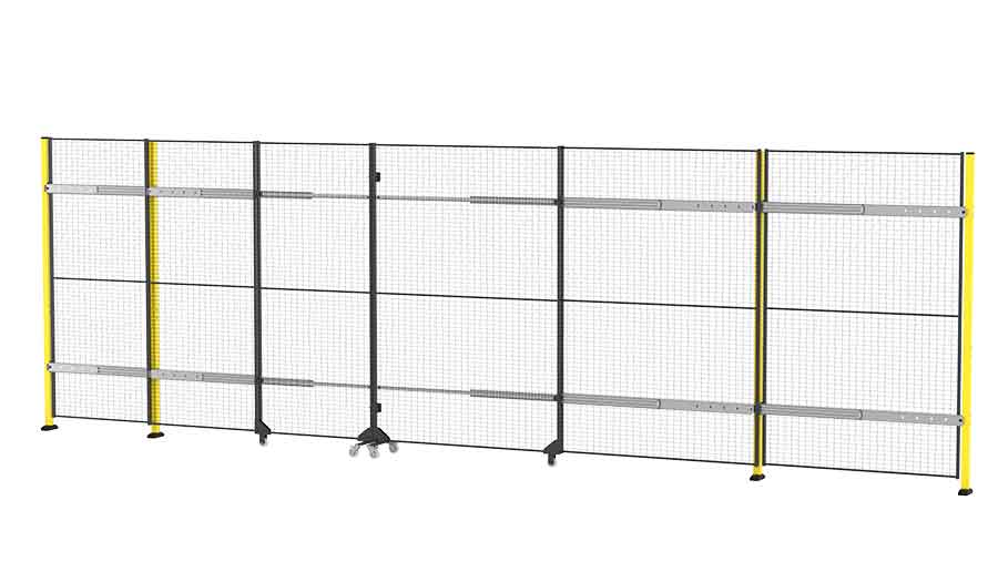 Porte coulissante double sans rail avec fermeture centrale