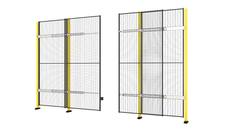 Porte coulissante double sans rail avec fermeture centrale