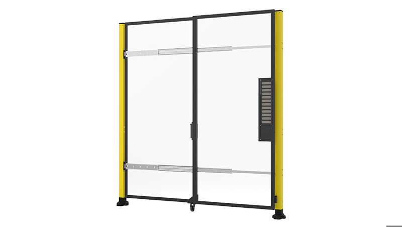 Porte battante et coulissante avec fermeture centrale