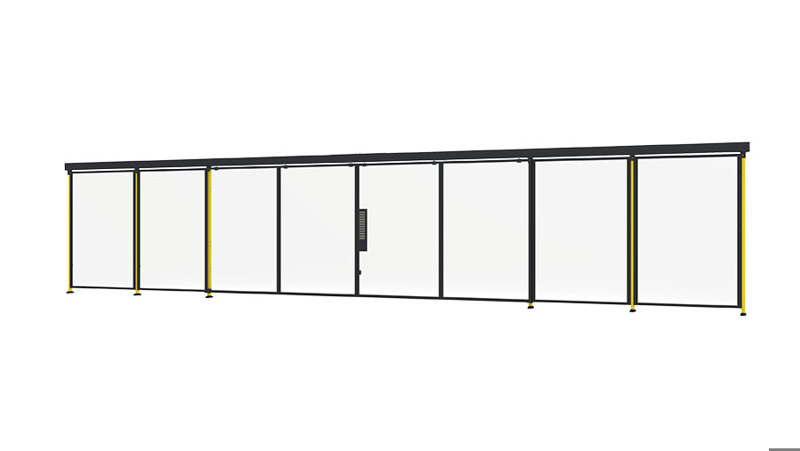 x-guard machine guarding sliding door with centre lock and plastic panels